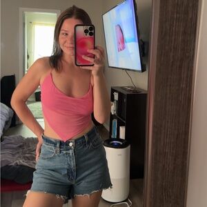 Princess Polly Pink Asymmetrical Crop Tank Top